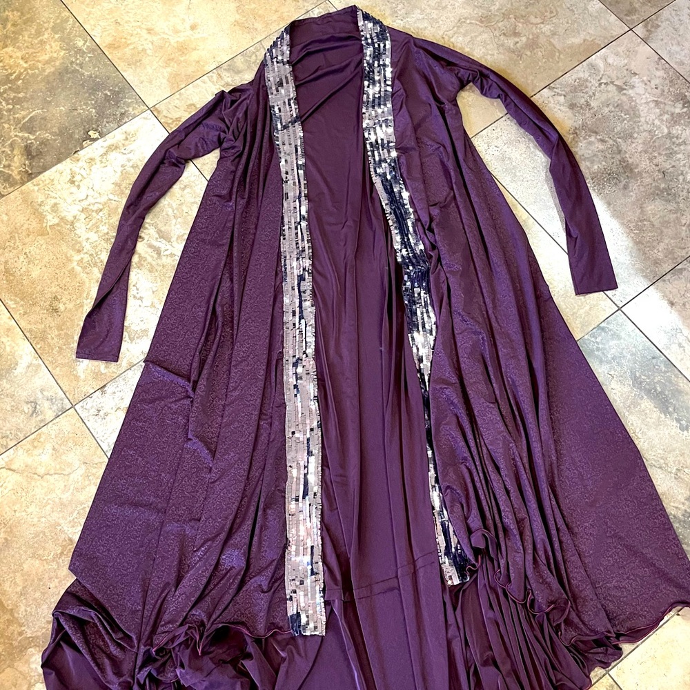 Purple Women’s Long Sleeve Sequin Trim Dress